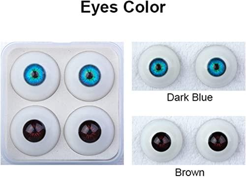 PUOPUDOLLS Silicone TPE Doll Eyes,2 Pairs of 32mm Half Round Acrylic Doll Bear Craft Resin Eyeballs (Brown +Dark Blue)