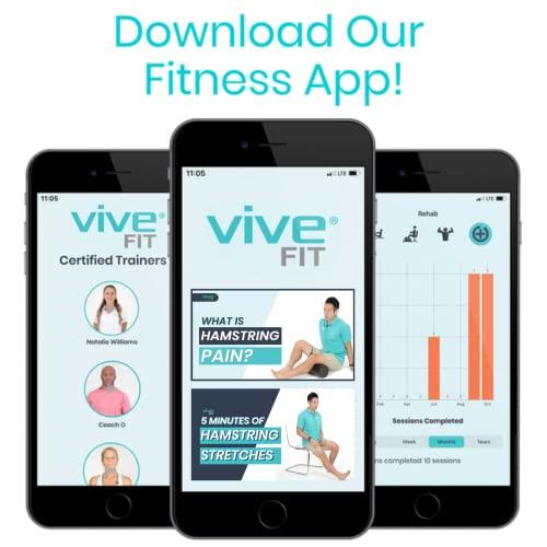 Vive Vive Thigh & Hamstring Compression Sleeve Brace for Men & Women (2 Pack, Black) - Pain Relief Support Wrap for Sciatica, Hip Flexor, Groin, Leg, Upper Thigh - Quick Results & Sciatic Nerve Recovery