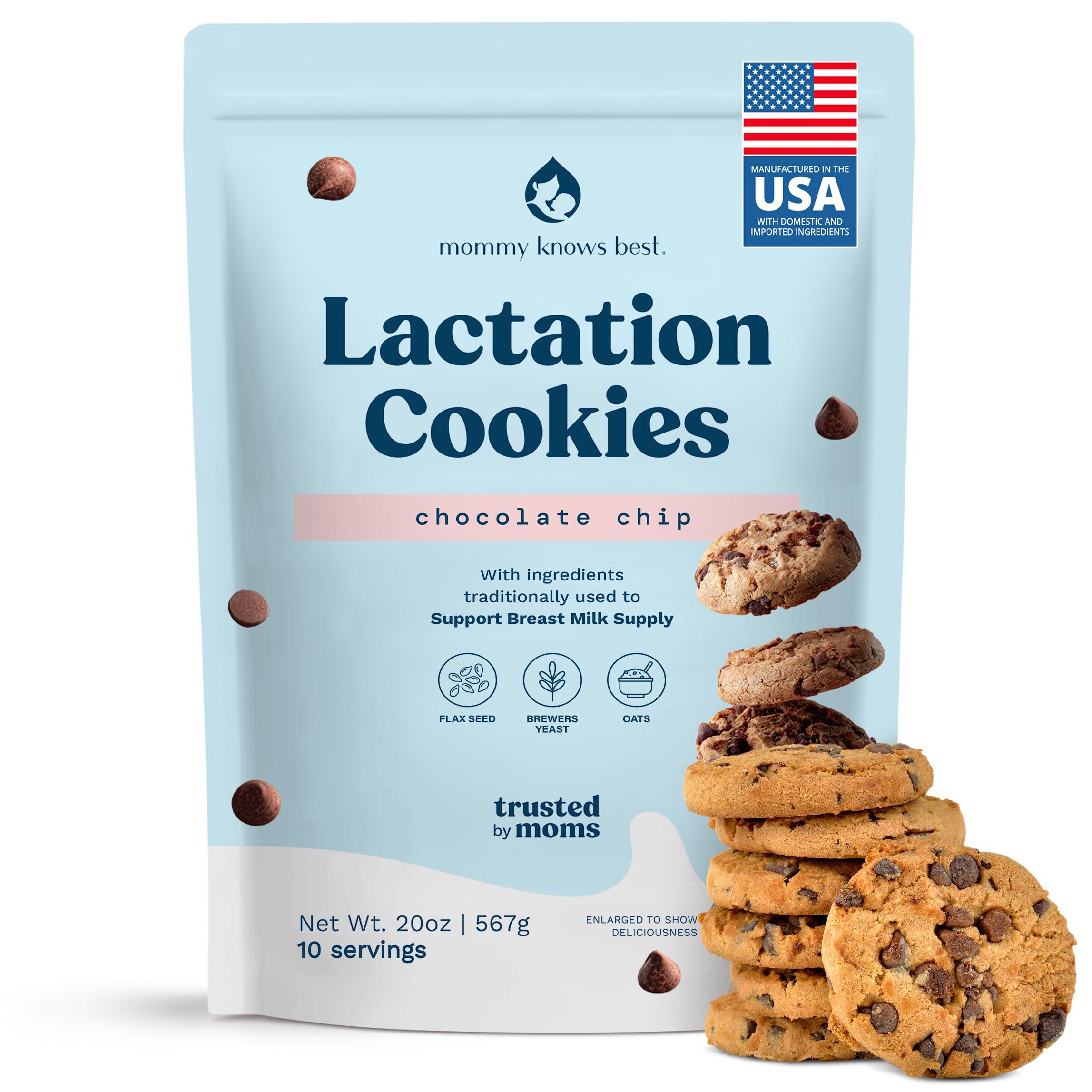 Mommy Knows Best Lactation Cookies Breastfeeding Supplement - Chocolate Chip - Support Mothers Breast Milk Supply Increase - with Brewers Yeast Powder, Oat Flour, and Flax for Lactation - Fenugreek Free - 1.25 LBS