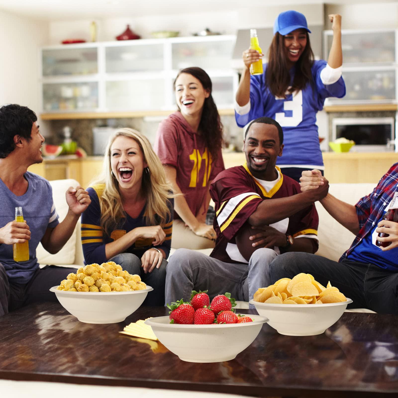 Bionutrio 32oz Bowls Disposable Heavy Duty, Compostable Paper Bowls, Large Disposable Bowls 100 Pack, Deep Paper Soup Bowls For Hot And Cold Food, Biodegradable Bowls Made of Sugarcane for Salad Cereal Snacks