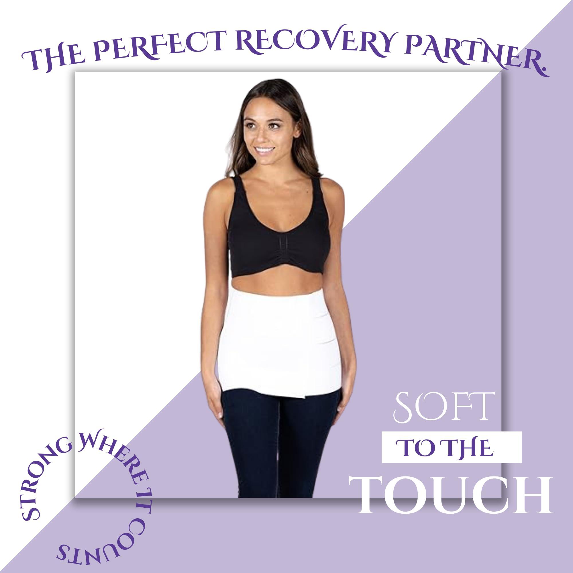 ContourMD Abdominal Binder Post Surgery Compression Wrap - Torso Liposuction, Mommy Makeover, and Tummy Tuck Compression Garment - White 12in Postpartum Belt and C-Section Recovery Belly Band (S13-12) Large