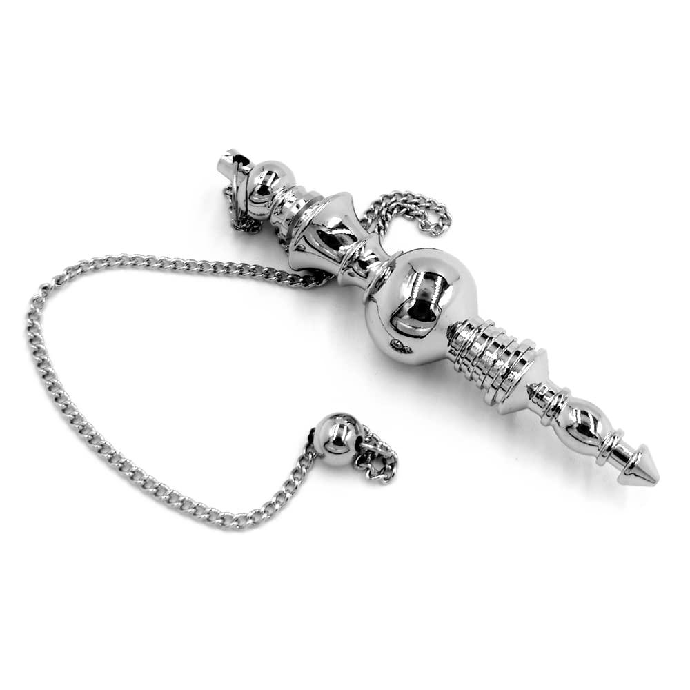 Ya.x Not Natural Crystal Metal Pendulums for Dowsing Pendulo De Metal Brass Spiritual Point Divination Healing Tool Wicca Balancing (Chrome 11)