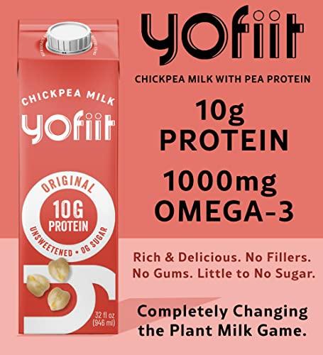 YoFiit Yofiit Original Unsweetened Plant Based Milk with Pea Protein and Flax - More Protein than Almond Milk - Non Dairy Coffee Creamer, Vegan & Shelf Stable | 10g Protein - 6 Pack