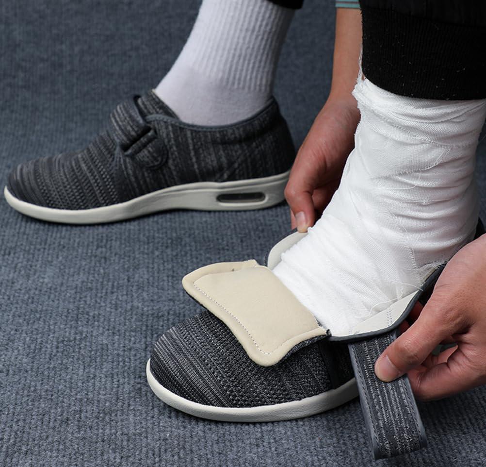 ACE SHOCK ACE SHOCK Womens Diabetic Shoes Wide Width Lightweight Elderly Walking Shoes with Adjustable Closure Air Cushion Sneakers for Plantar Fasciitis Bunions Swollen Feet (7, Medium Grey)