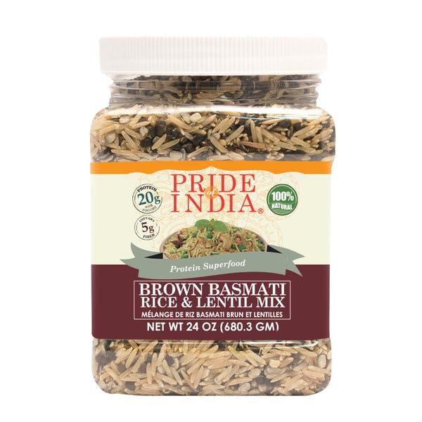 Pride Of India Pride Of India - PACK of 6 - Indian Brown Basmati Rice & Lentil Kitchari Mix - Protein Superfood, 1.5 Pound Jar