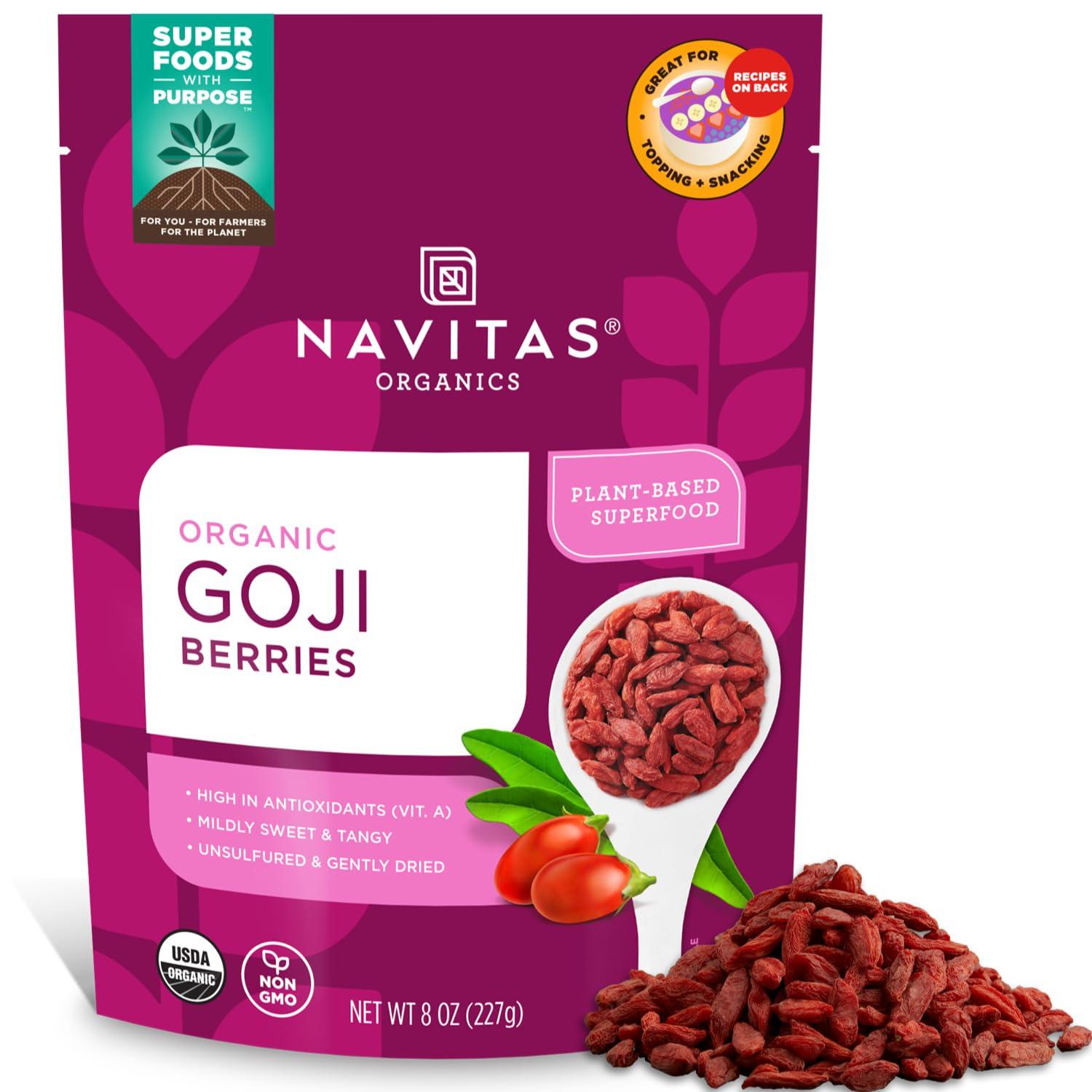 Navitas Organics Navitas Organics Goji Berries, 8 oz. Bag, 8 Servings — Organic, Non-GMO, Sun-Dried, Sulfite-Free
