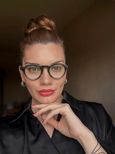 FYTOO FYTOO Stylish Round Glasses Blue Light Blocking Reading Glasses for Women Men Green Lightweight Readers 2.5x with Spring Hinge Anti Glare/Eye Strain Warner FT1358