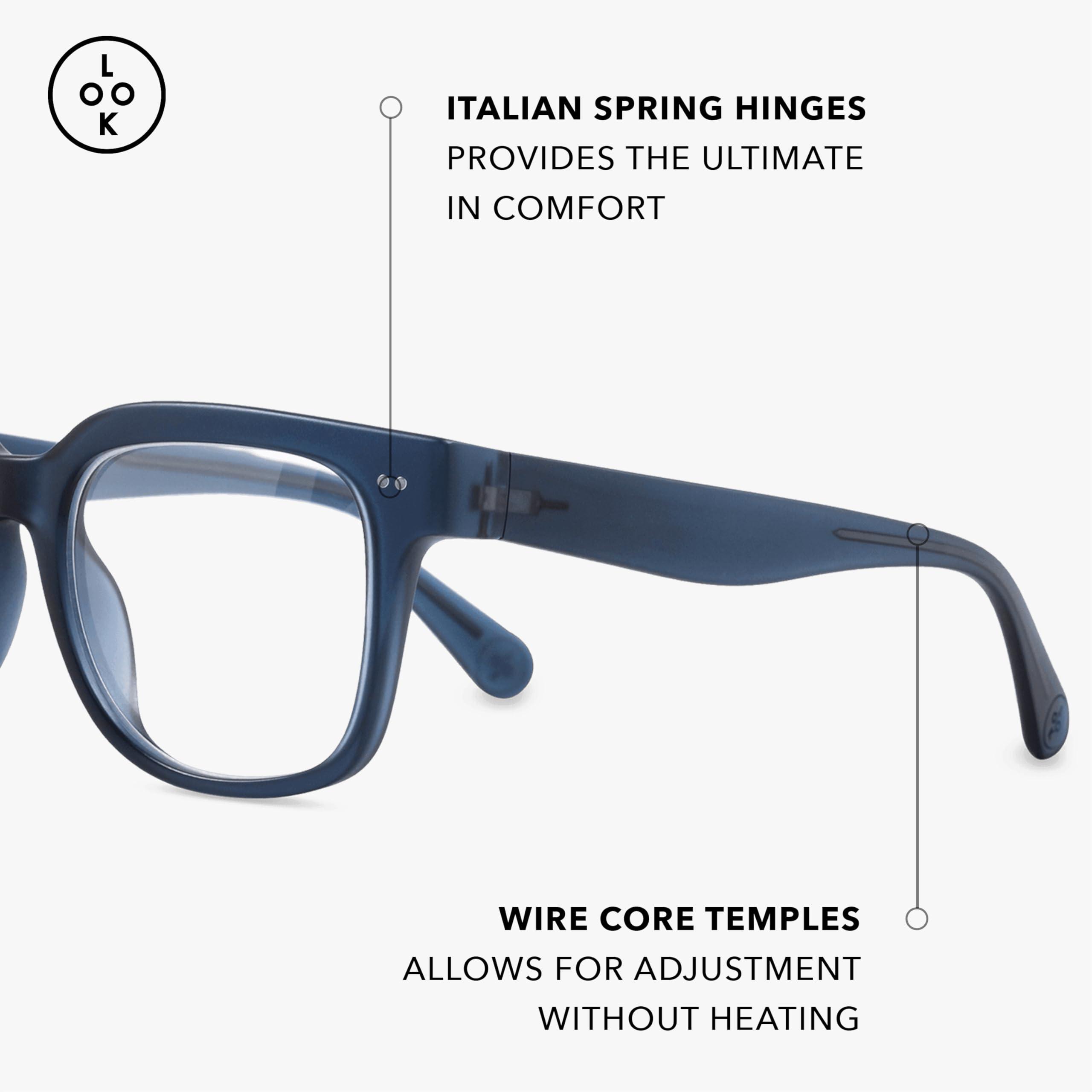 LOOK OPTIC LOOK OPTIC Laurel Reader - Stylish Unisex Ultra-lightweight Reading Glasses with Scratch-Resistant, Prescription-Quality (Full Magnification - Not Progressives) 1.00, Navy