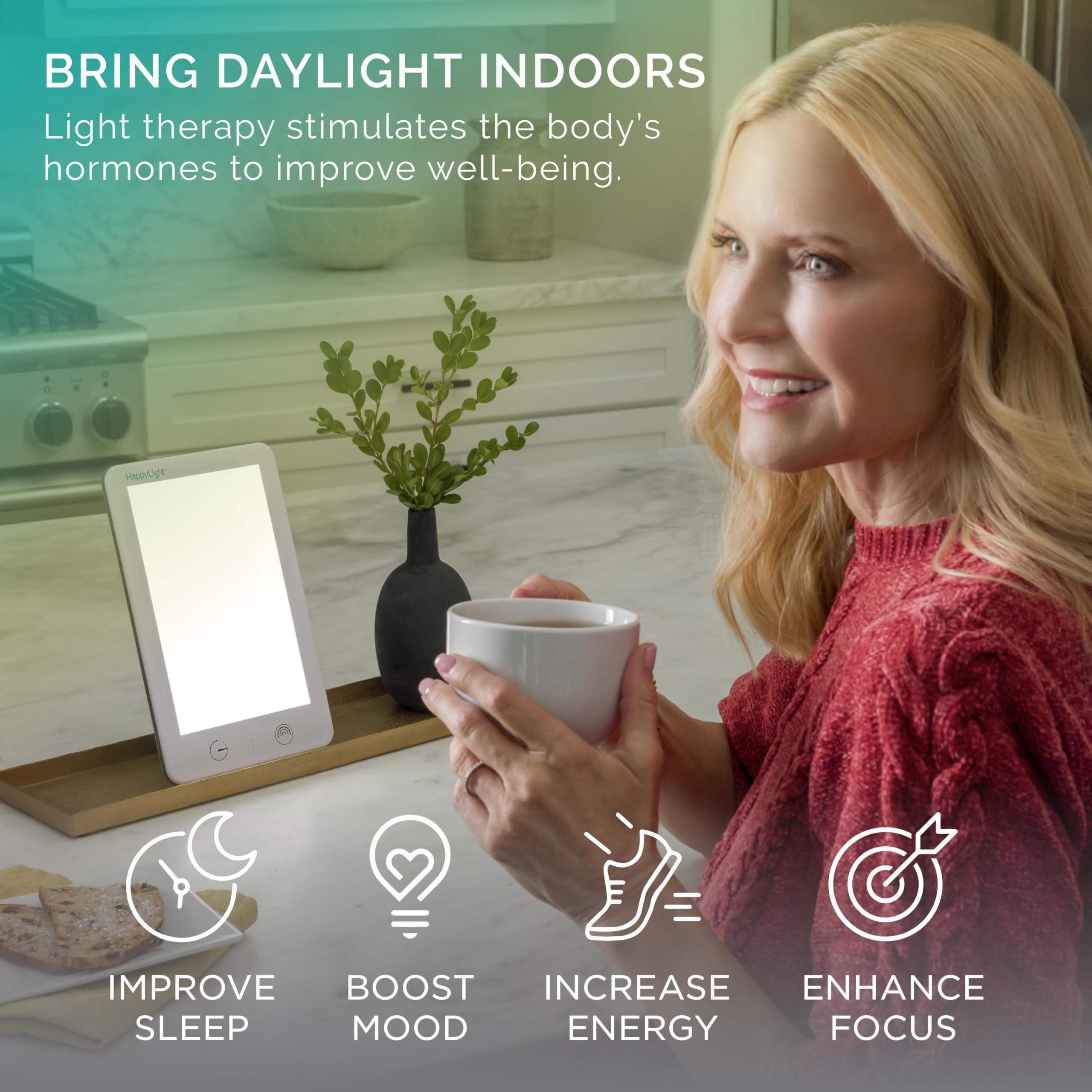 Verilux Verilux HappyLight Lumi Plus - Light Therapy Lamp with 10,000 Lux, UV-Free, LED Bright White Light with Adjustable Brightness, Countdown Timer, & Detachable Stand - Boost Mood, Sleep, and Focus