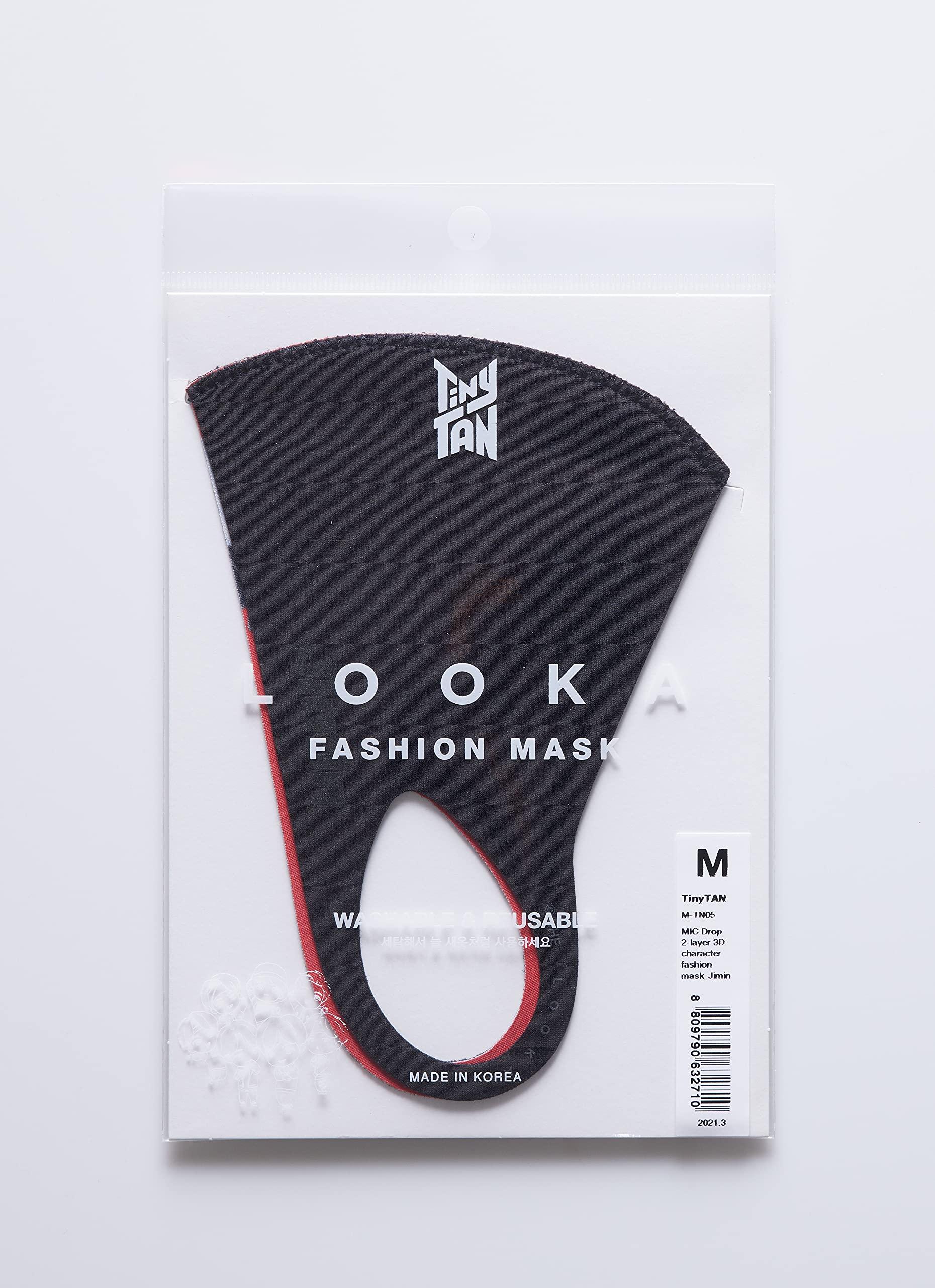 LOOKA LOOKA TinyTAN Protective Fashion Face Mask. MIC Drop 2-layer 3D Character Fashion Mask Jimin (Small)