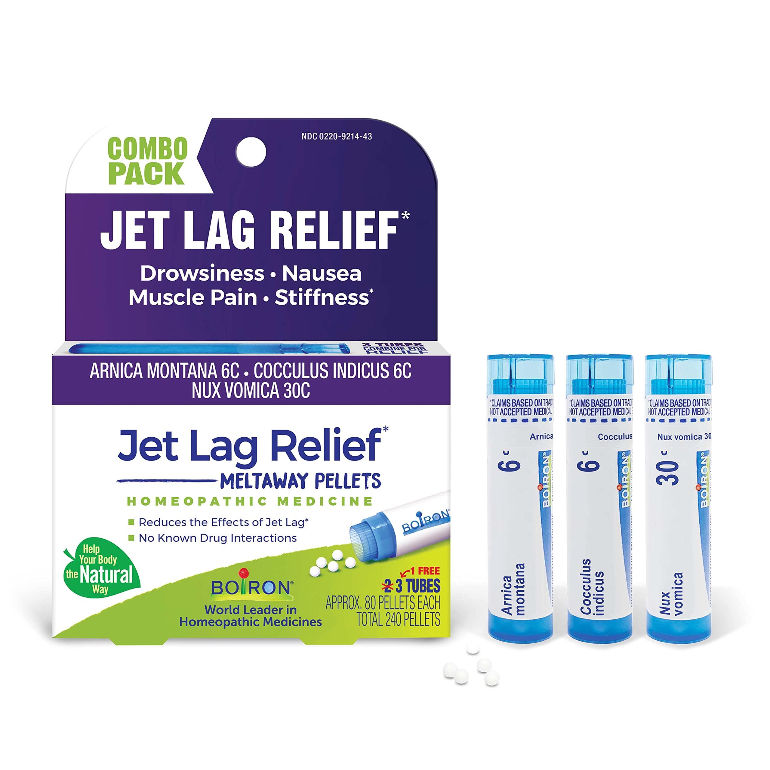 Boiron Boiron Jet Lag Relief Kit (240 Pellets) and Dramamine Motion Sickness Relief Less Drowsey Formula, 8 Count Travel Bundle