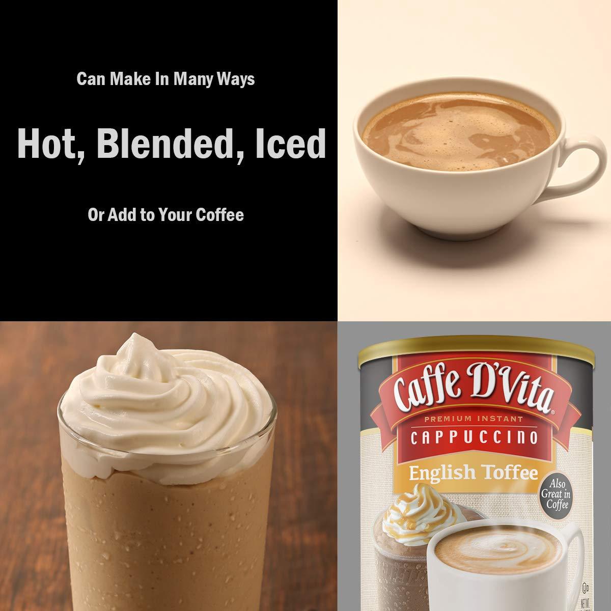 Caffe D'Vita Caffe D\'Vita English Toffee Cappuccino Mix - Instant Cappuccino Mix, Gluten Free, No Cholesterol, No Hydrogenated Oils, No Trans Fat, 99% Caffeine Free, Flavored Instant Coffee - 1 Lb Can