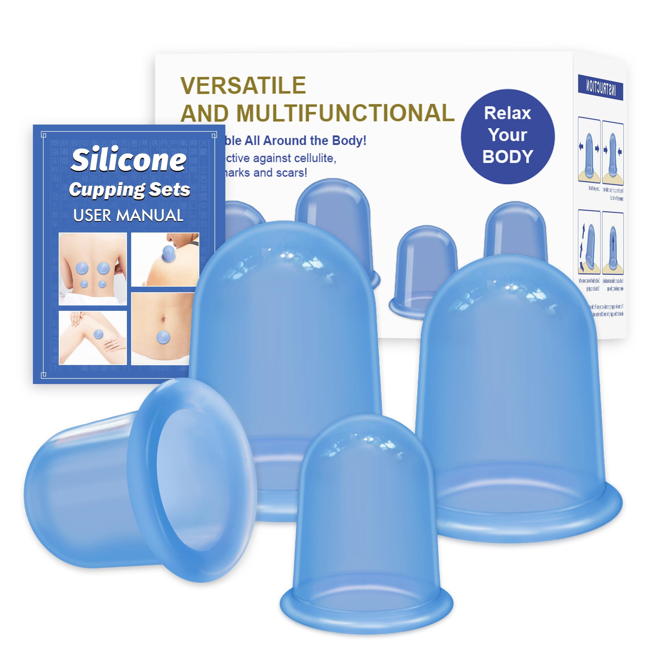 ELERA ELERA Silicone Cupping Therapy Sets, Cellulite Reduction Vacuum Cup - Cupping Kit for Massage Therapy (4 Cups)