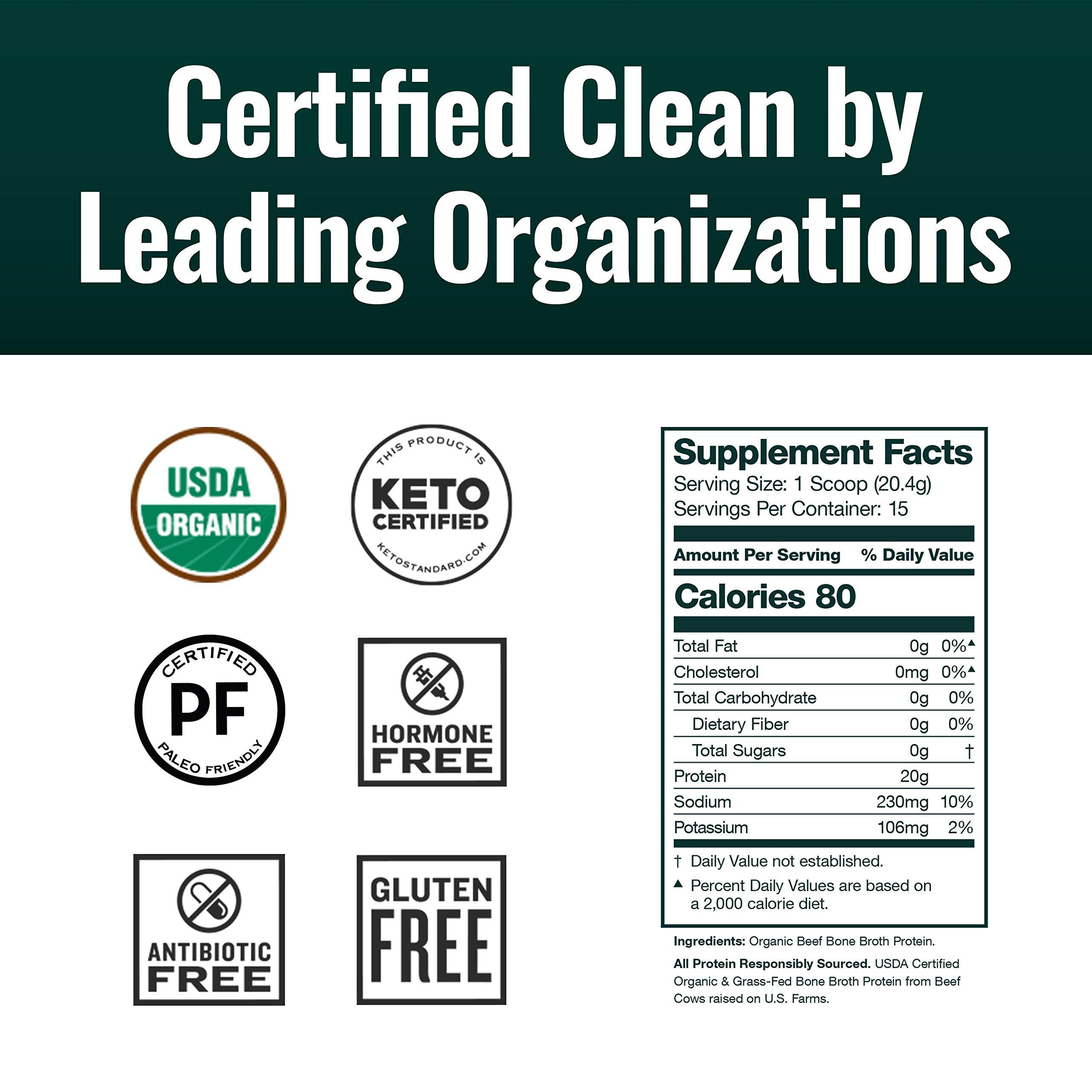 Natural Force Natural Force - Pure Organic Bone Broth Protein Powder, Grass-Fed & Keto Certified, Types I, II & III Collagen, Unflavored, Perfect for Soups & Cooking, 10.8 oz