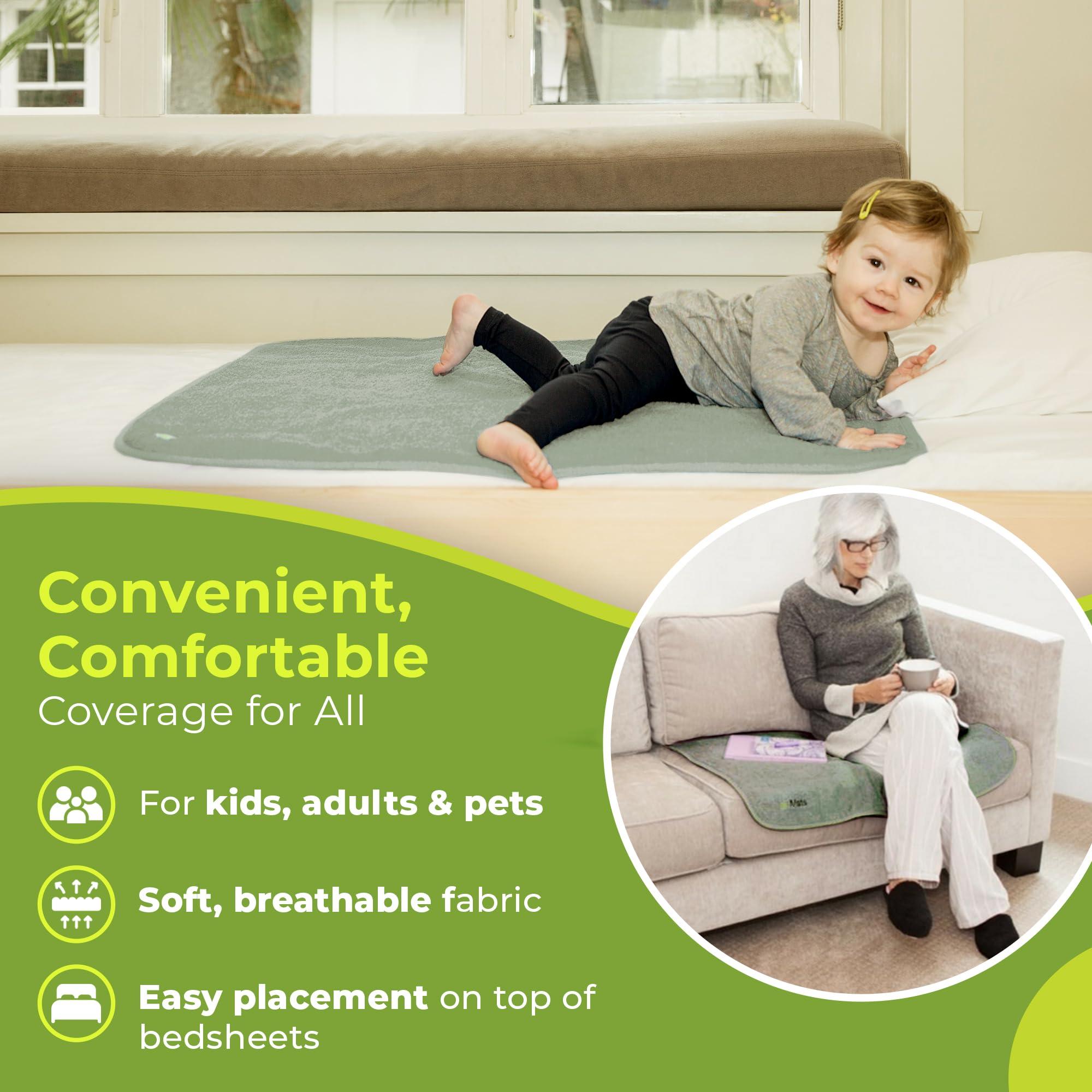 PeapodMats PeapodMats Bedwetting & Incontinence Waterproof Bed Mat - Reusable Underpad. Secure Placement & Breathable. Washable. Enviro Friendly 3x5 (Sage) Mattress Protector & Pee Pad for Kids & Adults