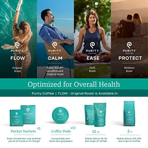 Purity Coffee Purity Coffee FLOW Medium Roast Organic Coffee - USDA Certified Organic Specialty Grade Arabica Single-Serve Packets - Third Party Tested for Mold, Mycotoxins and Pesticides - 5 ct Box