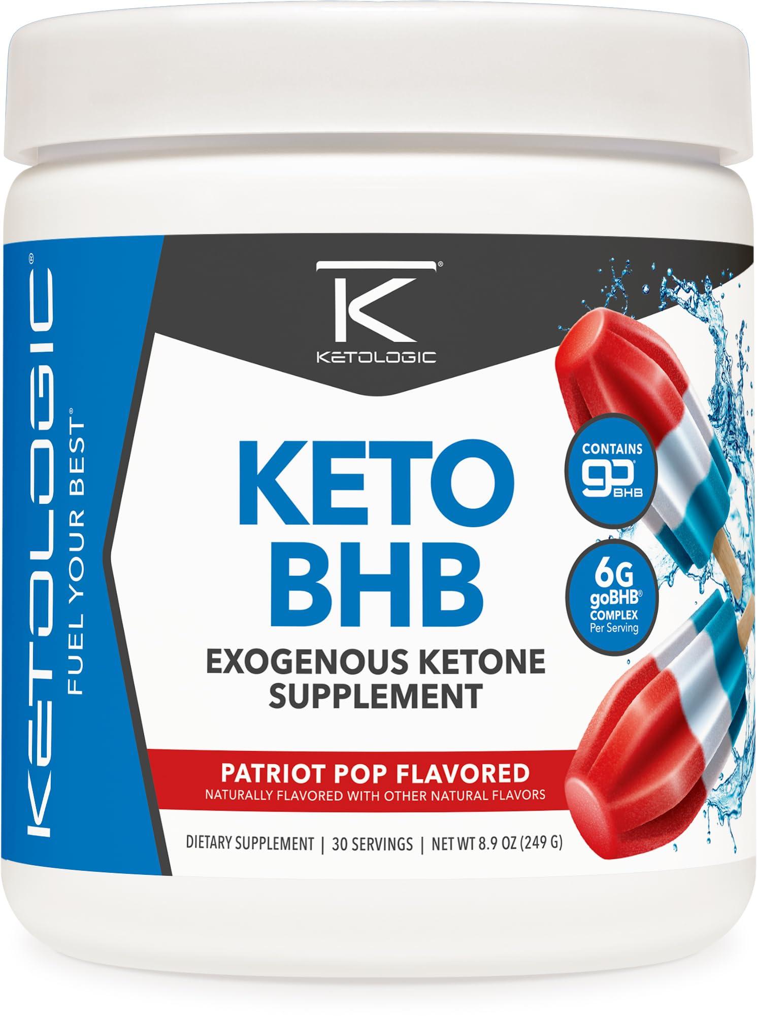 Ketologic Ketologic Keto BHB (Patriot Pop Flavor) 30 Servings - Exogenous Ketone Supplement with goBHB, Beta-Hydroxybutyrate Salts