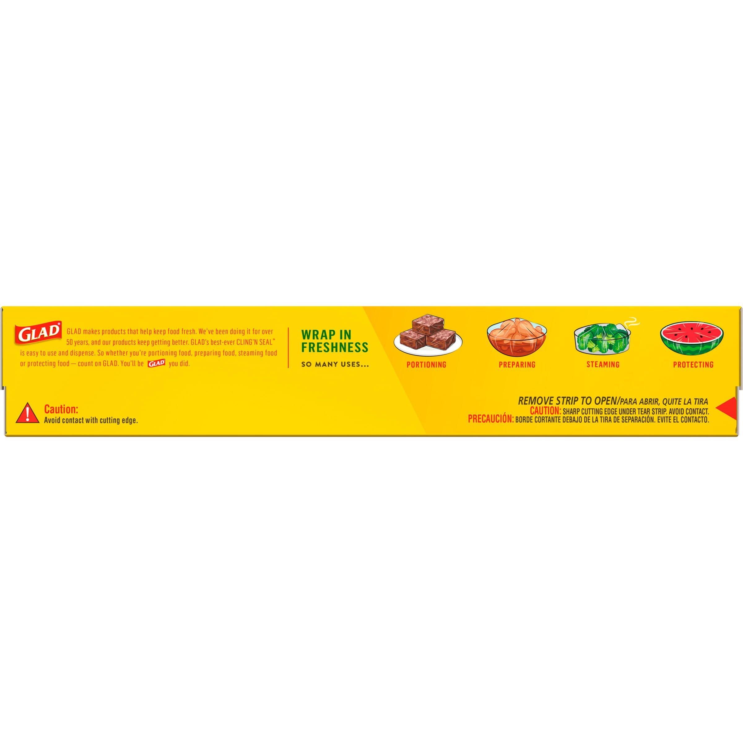 Glad Glad Cling N Seal Plastic Food Wrap, 200 Square Foot Roll, Pack of 12, Pack May Vary