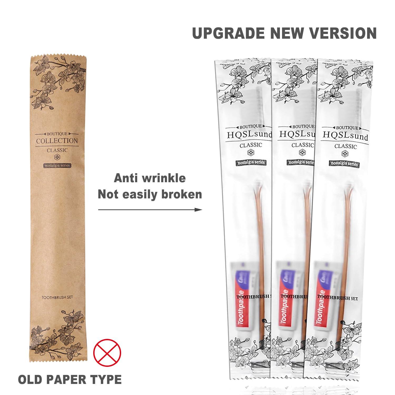 HQSLsund HQSLsund 20 pcs Disposable Toothbrush with Toothpaste Bulk Individually Wrapped, Travel Toothbrush Kit, Hotel Toothbrushes Bulk for Airbnb,Shelter/Wedding/Nursing Home/Charity/Homeless, Gold