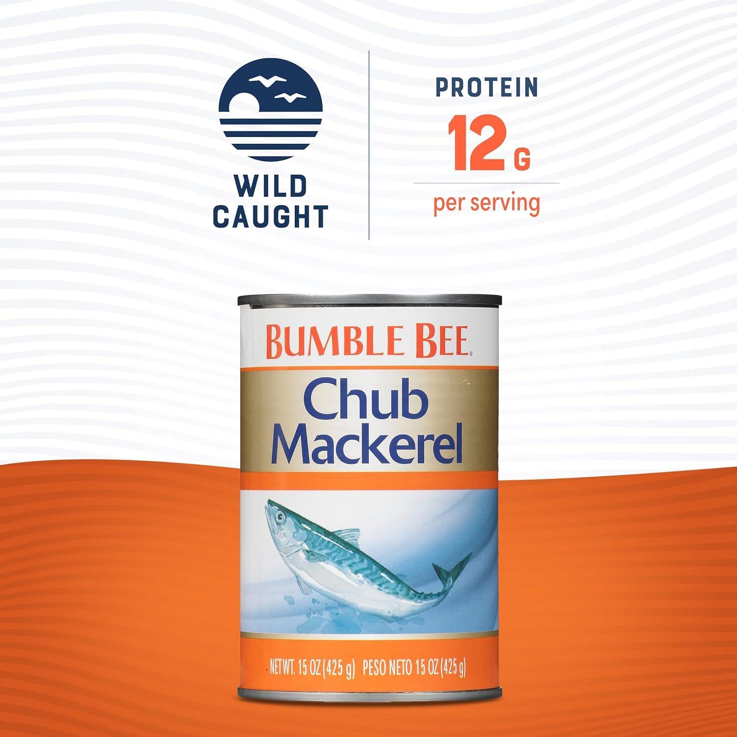Bumble Bee Bumble Bee Chub Mackerel, 15 oz Can - Canned Mackerel Fish, High Protein Keto Food, Gluten Free