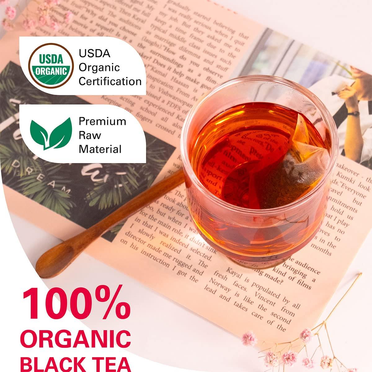 WT WEETEE WT WEETEE Organic Black Tea Bags, USDA Organic Black Tea 100 Count, Antioxidant, Caffeinated | Resealable Kraft Bag | Brew Hot or Iced