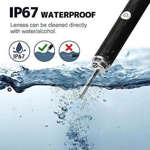 Right Ear Wax Removal, Ear Cleaner with Camera and Light, Ear Wax Removal Kit with 1296P Otoscope, Ear Cleaning Tool with 6 Ear Spoon, Ear Camera for iPhone & Android Phones,Black