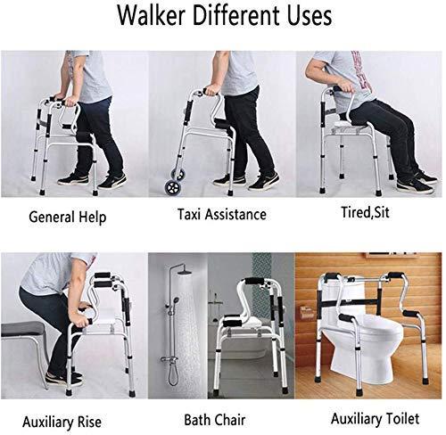 WRRQCVAL Walking Frame, Folding Zimmer Walker Lightweight Portable Walking Mobility Aids for Elderly Disabled Adjustable Height with Shower Rollator with 2 Wheels Interesting
