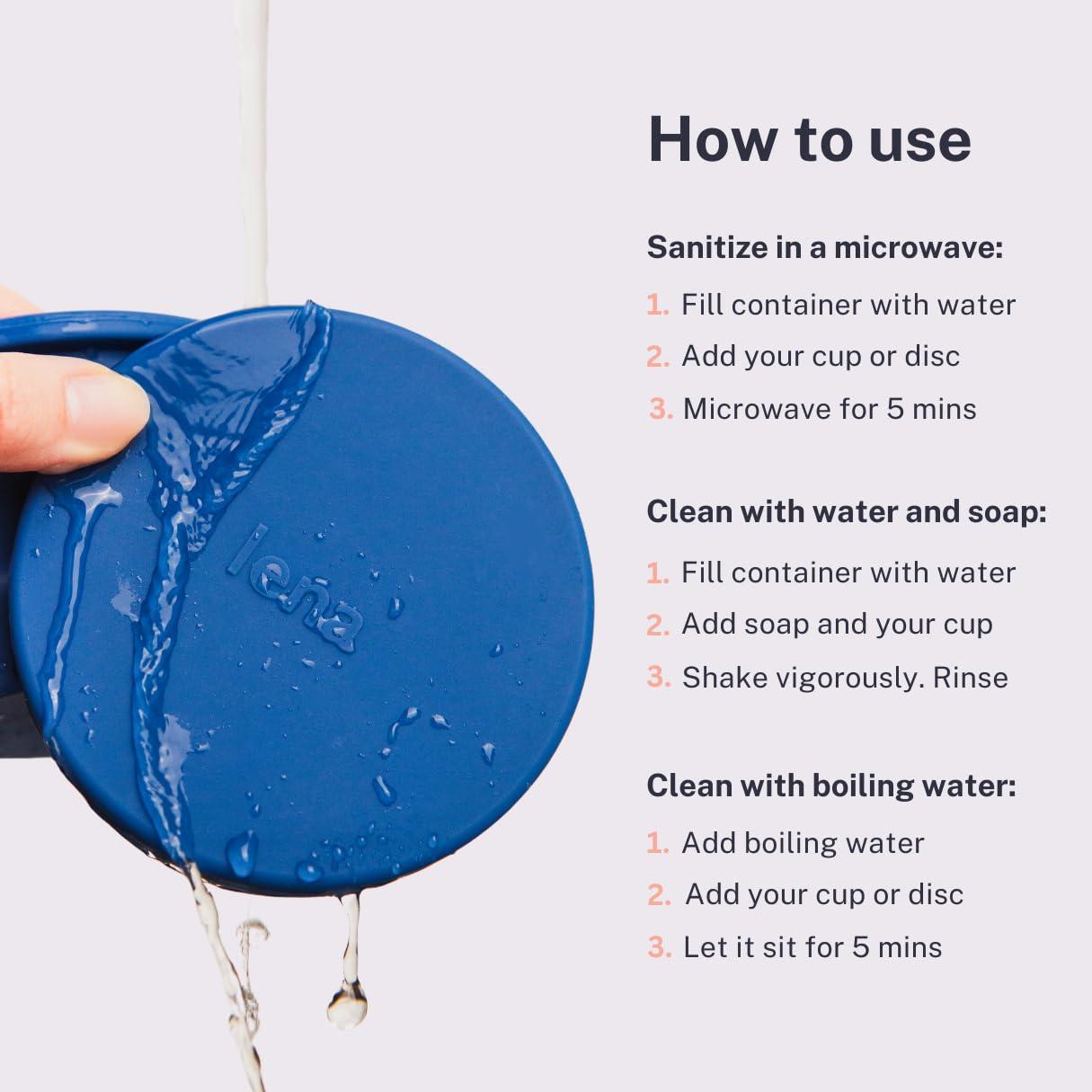 Lena Lena Menstrual Cup Sterilizer Case, Compact, Collapsible Silicone Container for Cleaning Period Cup & Menstrual Disc, Travel, Home and Dorm, Menstrual Cup Cleaner, Feminine Care, Light Purple