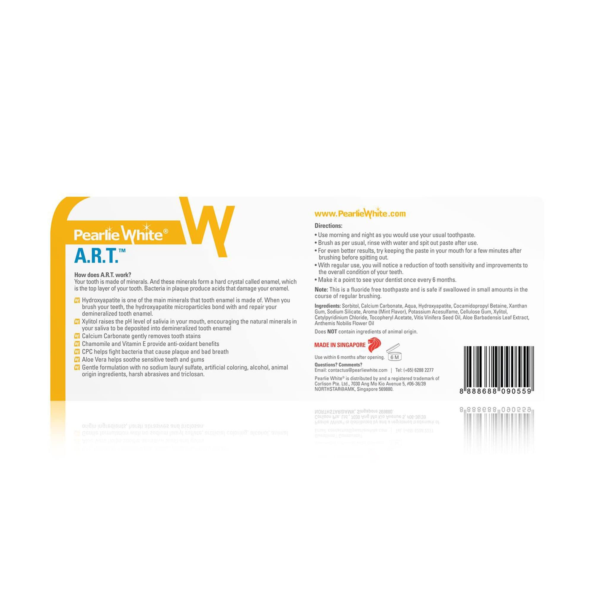 Pearlie White Pearlie White Active Remineralization Fluoride Free Toothpaste - 3.8oz/110gm - Remineralizing Toothpaste for Tooth Enamel Repair - Helps Remove Stains - Contains Hydroxyapatite and Xylitol - Pack of 1