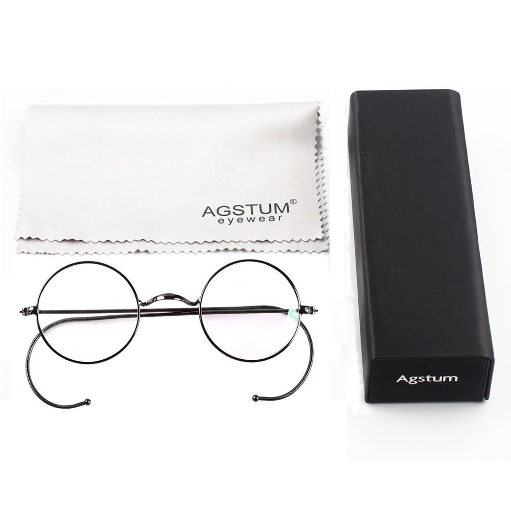 Agstum Agstum Blue Light Blocking Reading Glasses, Small Round Wire Rim Readers for Computer Use Anti-Glare Cut UV400 (Gunmetal / 43mm Size, 3.75 x)