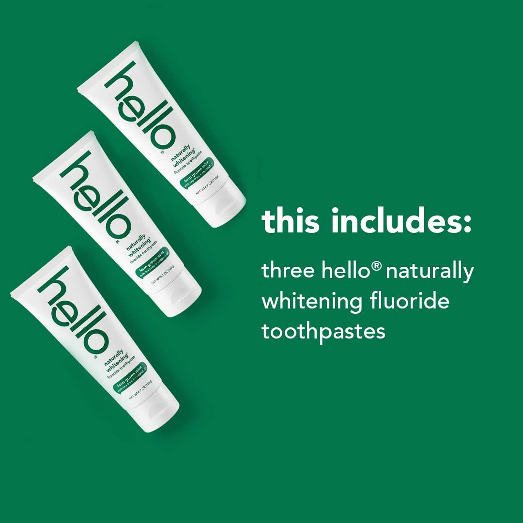 hello Hello Naturally Whitening Fluoride Toothpaste, Natural Peppermint Flavor & Antiplaque Toothpaste, Fluoride Free for Teeth Whitening with Natural Peppermint Flavor