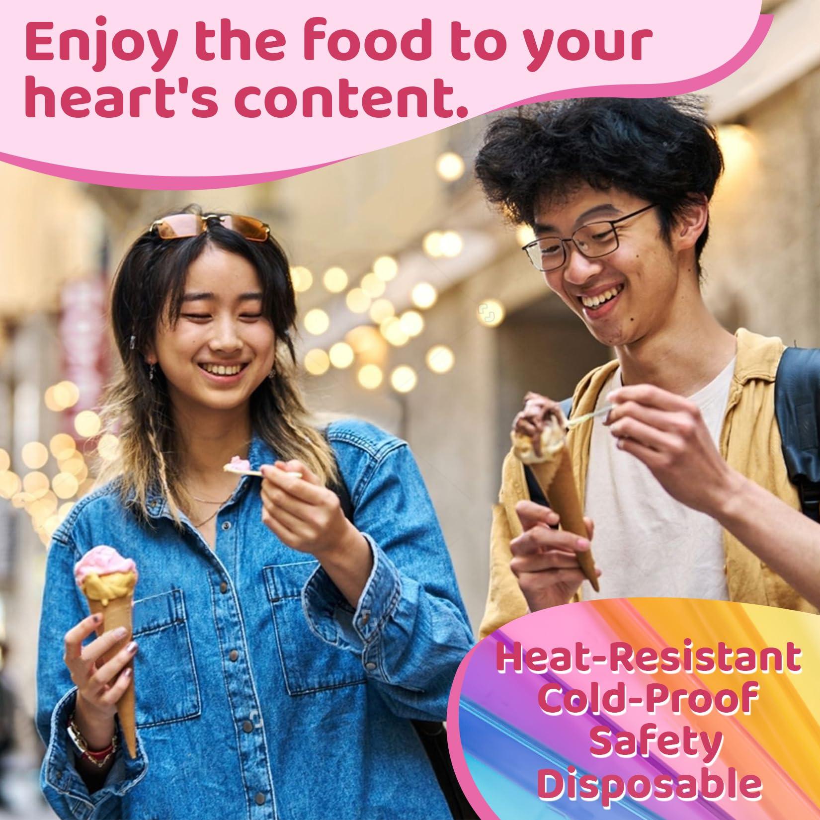 MAQIHAN MAQIHAN Mini Spoons - 100PCS Dessert Spoons Disposable Spoons Plastic Disposable Cutlery Small Plastic Spoons For Ice Cream Cake Jelly Pie Yogurt Dessert For Party Celebrations Multi-Color