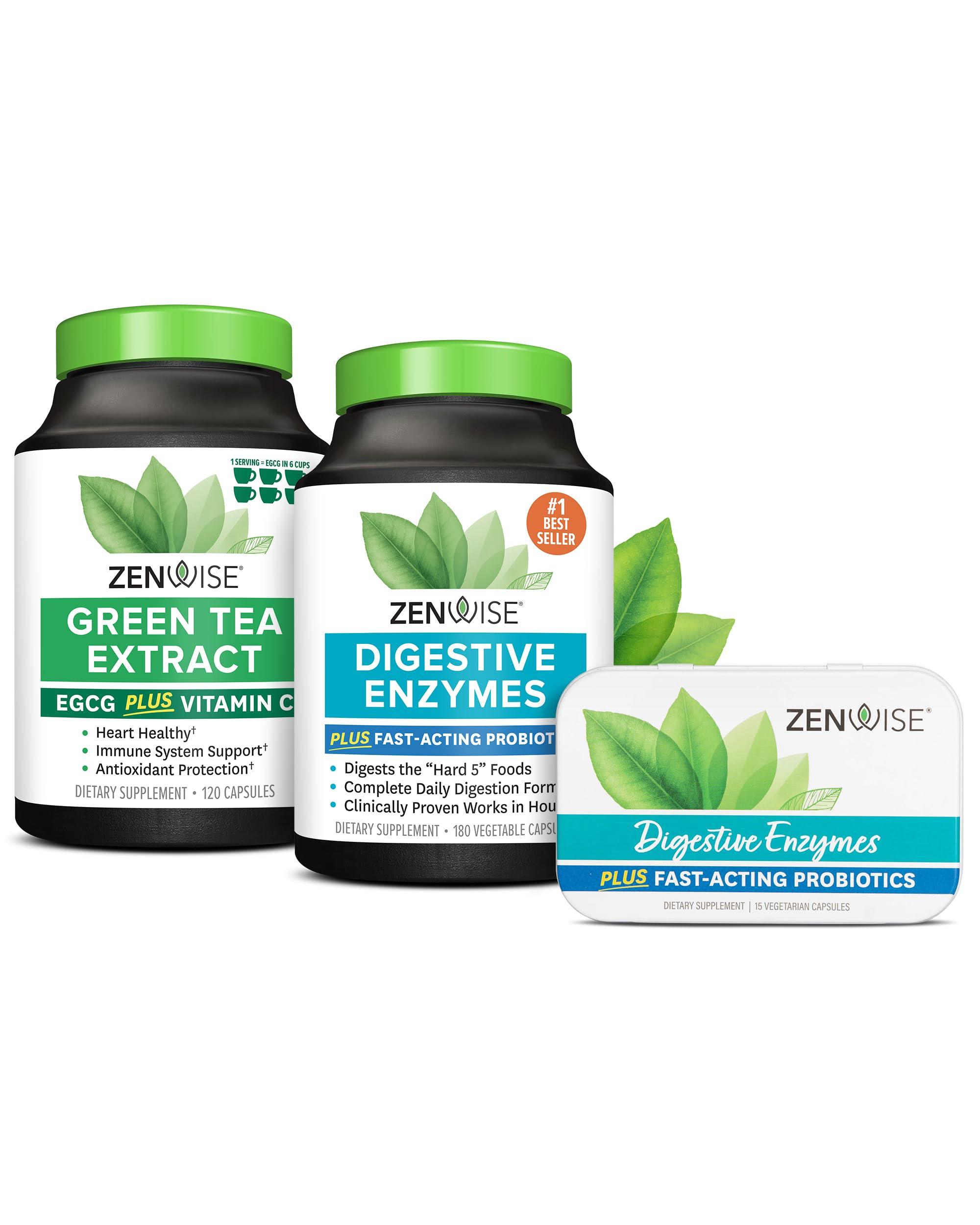 Zenwise Health Zenwise Digestive Enzymes, Green Tea Extract, and Free Travel Tin
