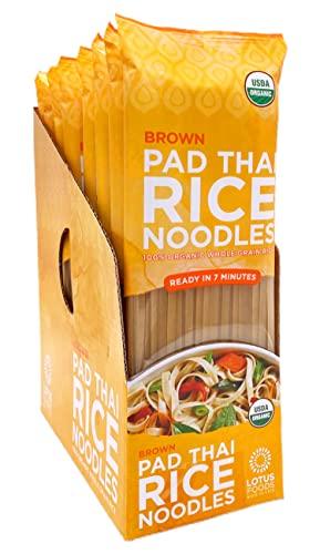 Lotus Foods Lotus Foods Organic Brown Rice Pad Thai Rice Noodles - Gluten Free Pad Thai, Heirloom Rice Noodles, Authentic Asian Noodles, Rice Noodles Thailand, USDA Organic, Non GMO - 8 Oz (Pack of 8)