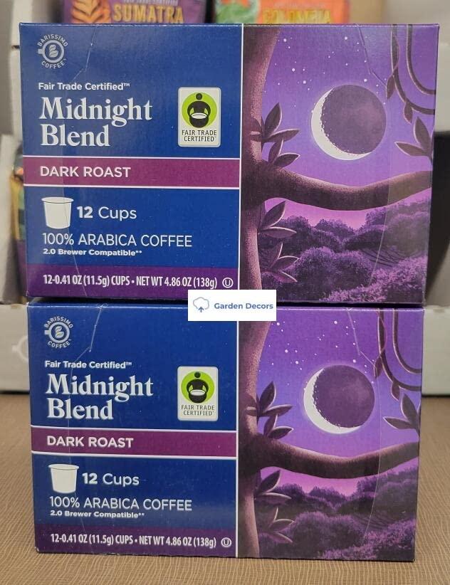 Barissimo Coffee Barissimo Midnight Blend Dark Roast 12 Cups Coffee 4.86oz 138g (Two Boxes)