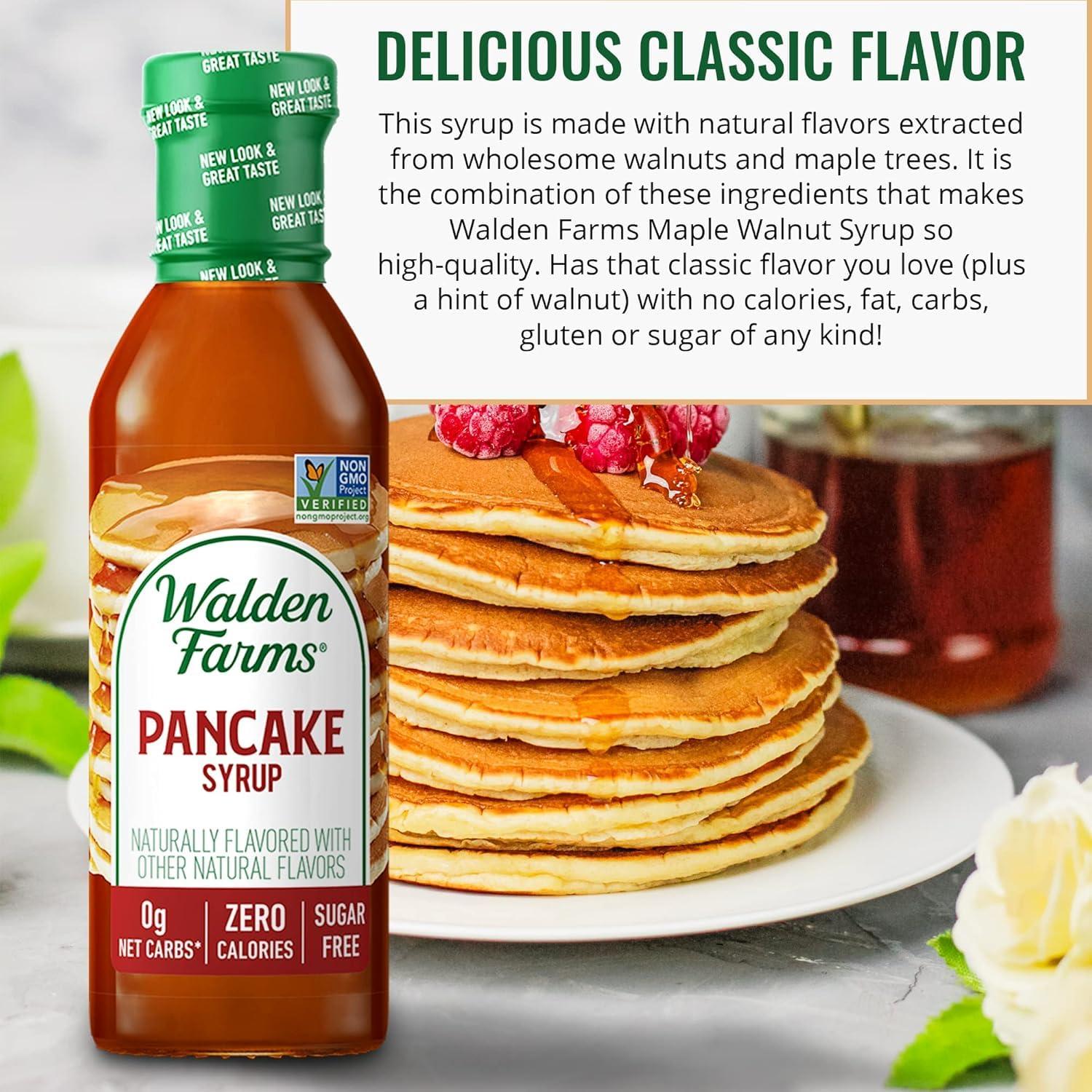 Walden Farms Walden Farms Pancake Syrup - Zero Calorie, Sugar-Free, Keto-Friendly, Low Carb, Gluten-Free, Vegan Maple Syrup Substitute for Pancakes, Waffles, French Toast, (12 oz Bottle x 2)
