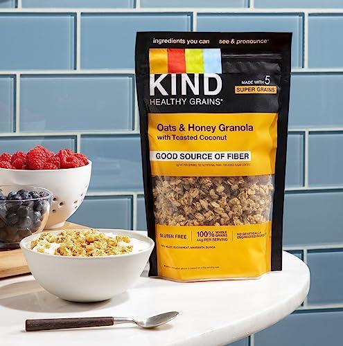 KIND KIND Healthy Grains Clusters, Oats & Honey, Healthy Snacks, Gluten Free, 10g Protein, 3 Count
