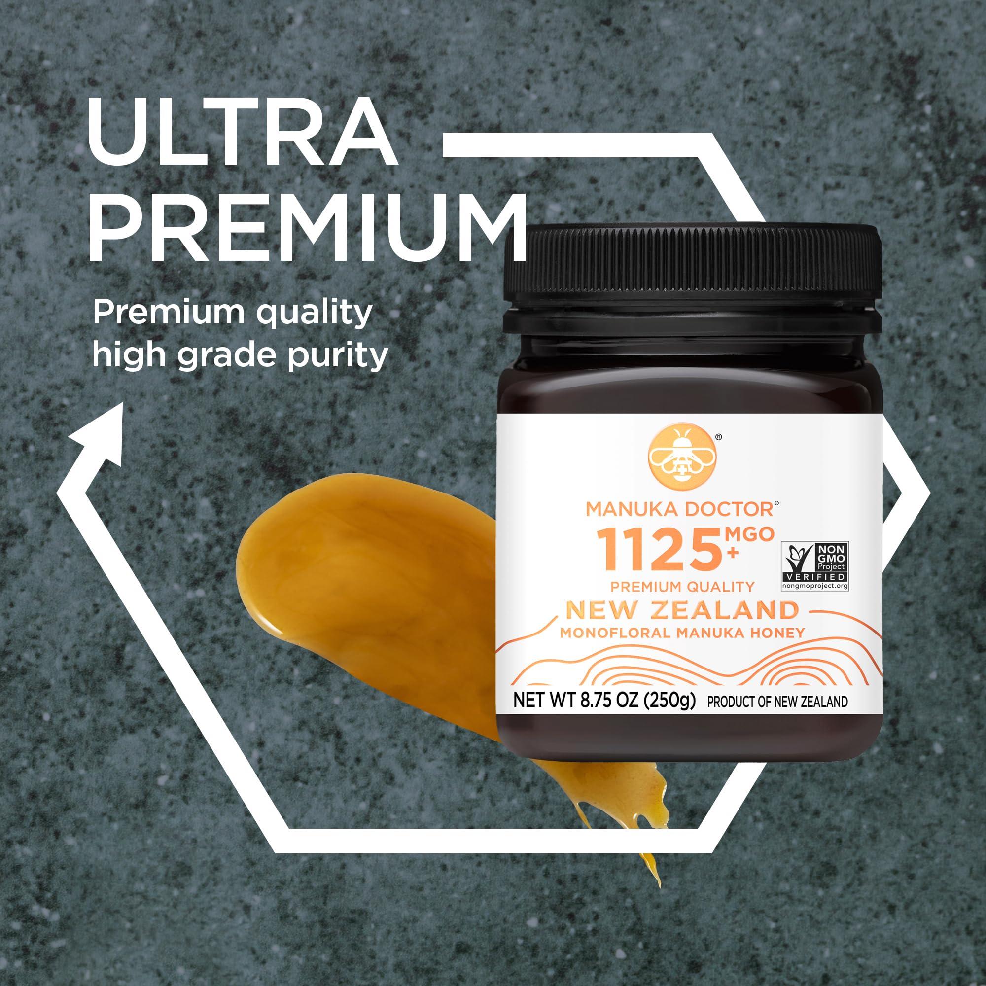 Manuka Doctor MANUKA DOCTOR - MGO 1125+ Manuka Honey Monofloral, 100% Pure New Zealand Honey. Certified. Guaranteed. RAW. Non-GMO (8.75 oz)