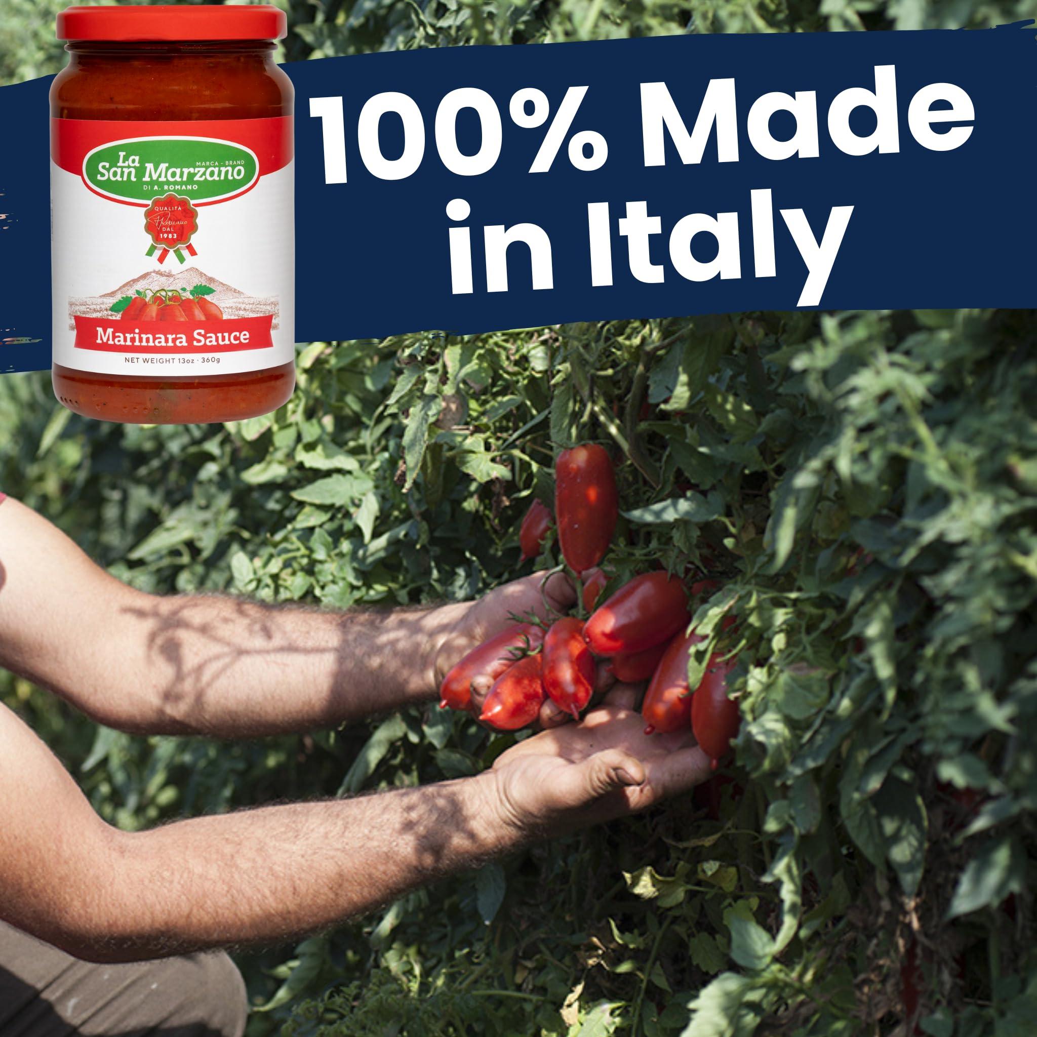 La San Marzano La San Marzano - Marinara Sauce - Pasta Sauce with 100% Italian Tomatoes Made in Italy - Peeled Tomatoes with Fresh and Natural Ingredients Non GMO Tomatoes, Vegan, Gluten Free, Kosher, Mediterranean Diet 13 Ounce Jar