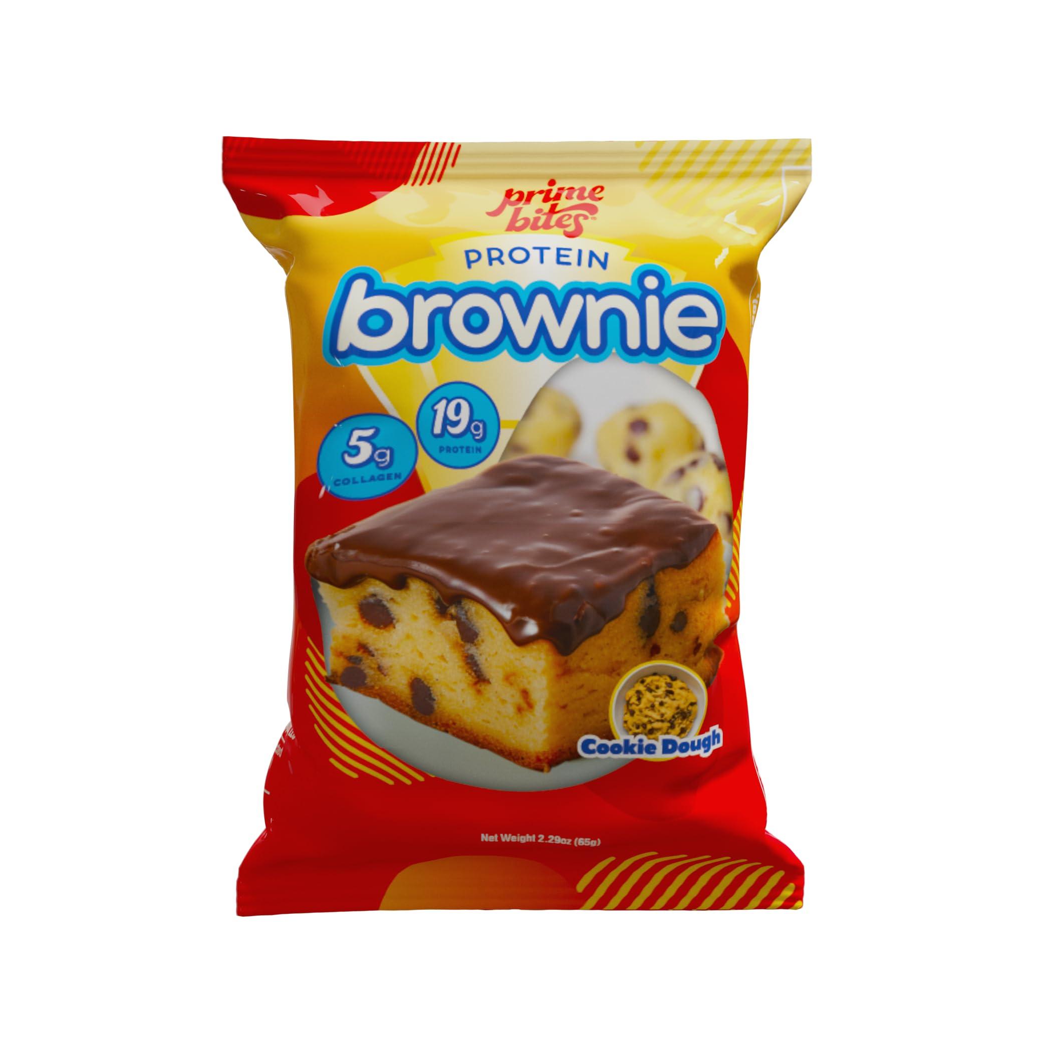 Alpha Prime Supplements Prime Bites Protein Brownie from Alpha Prime Supplements | High Protein, Collagen Fortified Low Sugar Treat | Delicious Snack | 12 Bars per Box (Cookie Dough Bites)