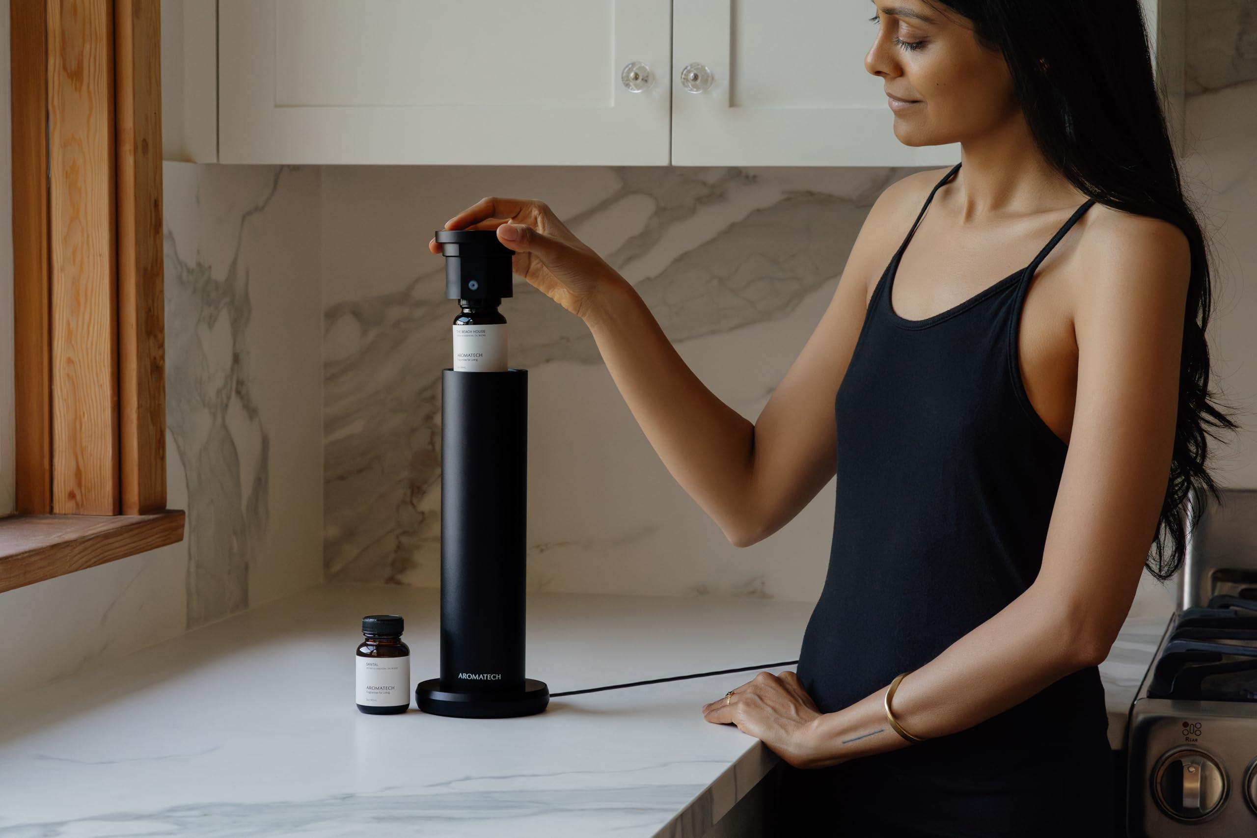 AromaTech AromaTech New AroMini BT Plus Scent Diffuser w/Bluetooth Cold-Air Diffusion Scent Machine for Home, Office, Hotel, Spa Nebulizing Diffusion System for Essential Oil Blends (Silver)