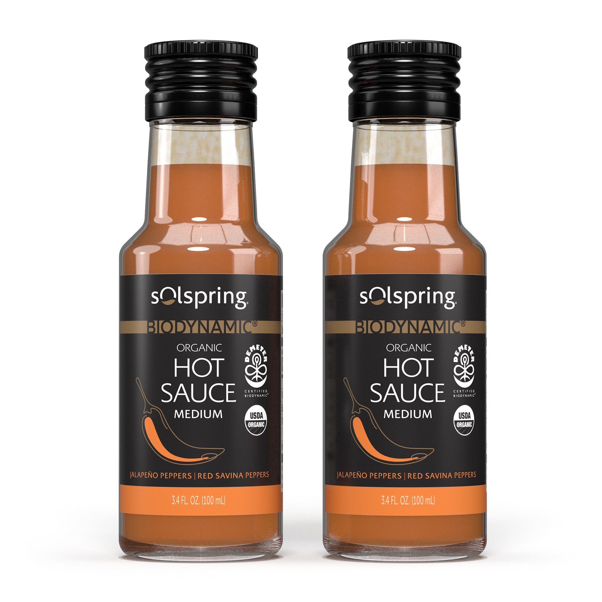 Dr. Mercola Solspring Biodynamic Organic Hot Sauce, Medium, 3.4 Fl. Oz. (100 mL), Jalapeno & Red Savina Peppers, Non-GMO, Gluten Free, Soy Free, Certified USDA Organic, Demeter Certified