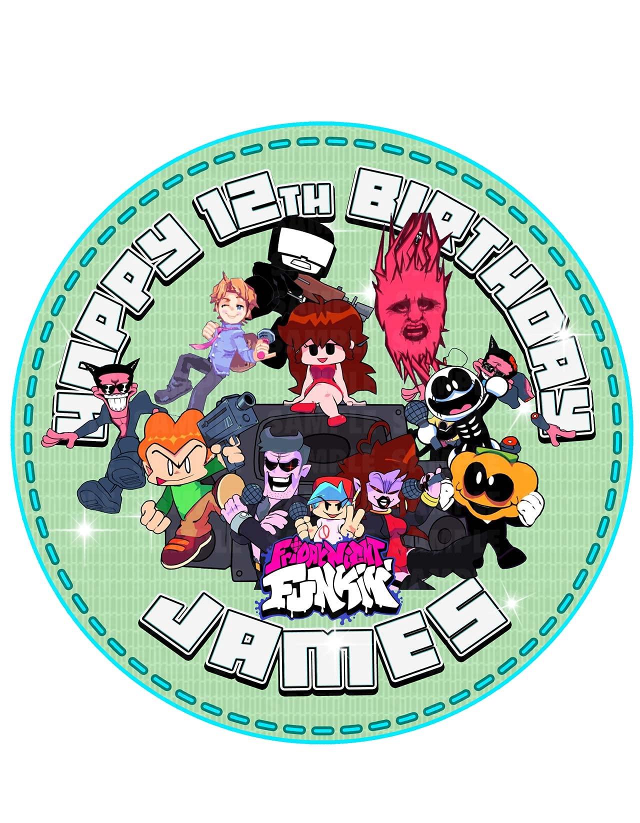 Cakecery Cakecery Friday Night Funkin Spookeez Edible Cake Topper Image Personalized Birthday Sheet Party Decoration Round