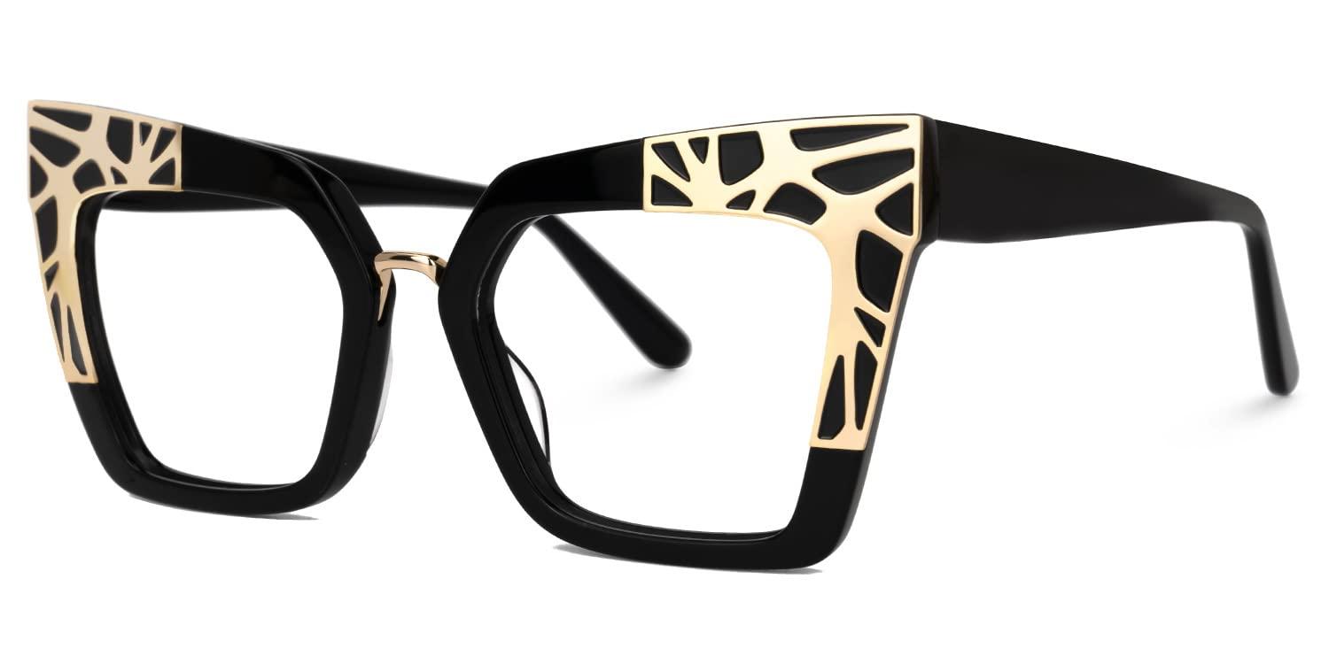 VOOGLAM VOOGLAM Square Blue Light Blocking Glasses Black Fashion Fake Glasses Frame for Women