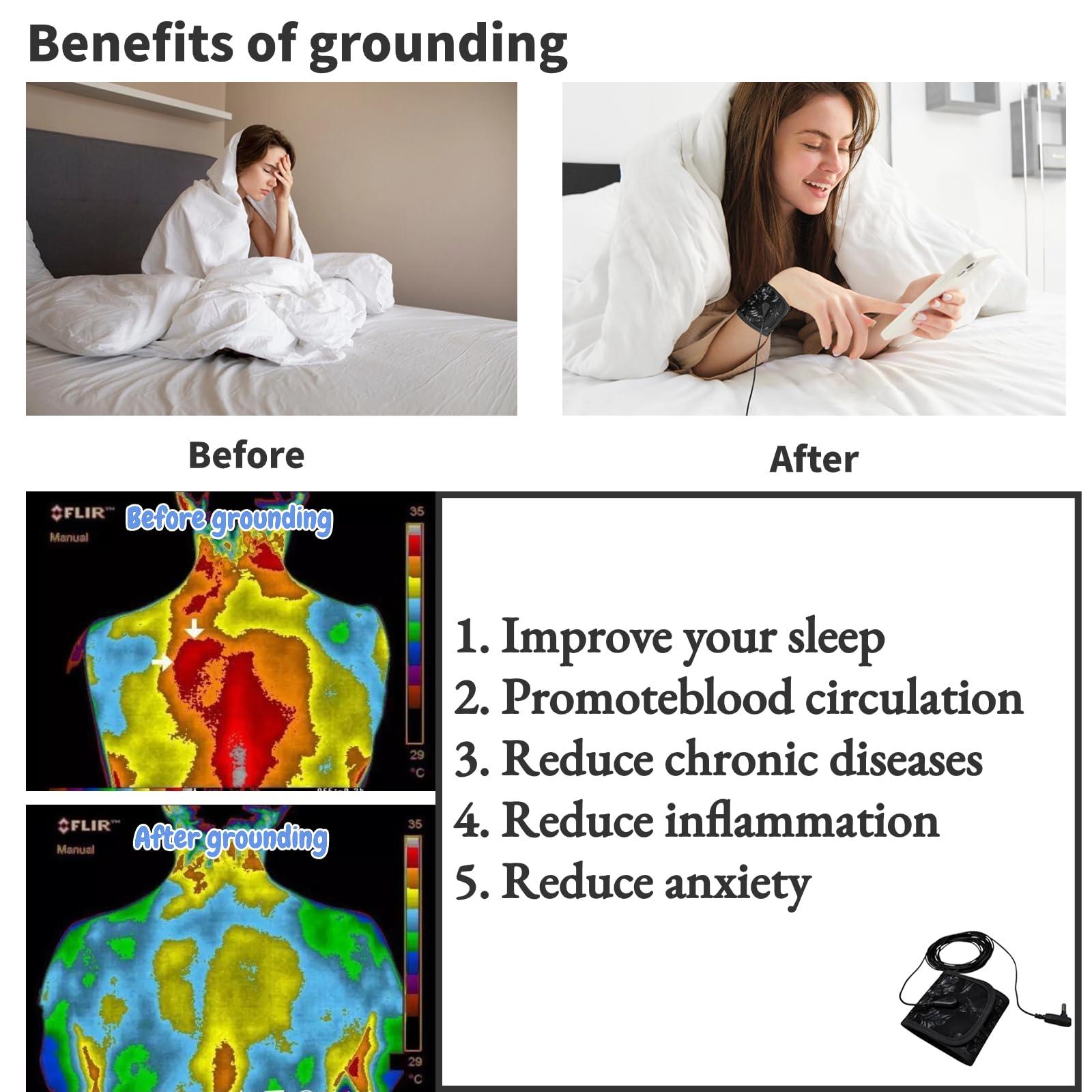 MINPWNP Grounding Wrist Strap, Grounding Strap with 15ft Grounded Cord, Floral Pattern Earth Wrist Band Reduces Inflammation, Anxiety