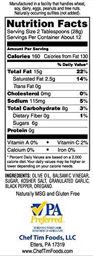 Chef Tim Foods Chef Tim's Sweet Balsamic Vinaigrette 12.7 oz. (Pack of 3) Salad Dressing & Marinade "Shake, Shake, Shake. Don't Refrigerate"