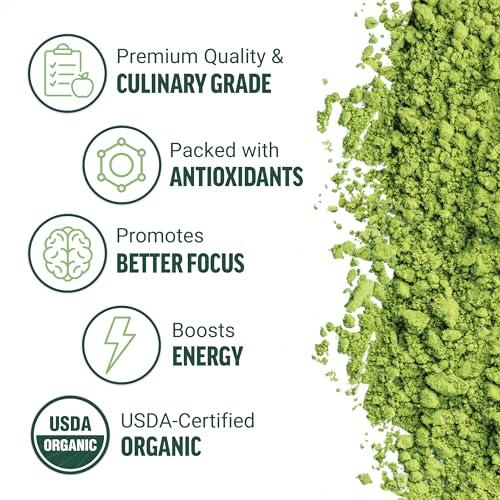 Force Factor FORCE FACTOR Organic Matcha Green Tea Powder for Energy, Focus, and Daily Wellness, Culinary Grade, USDA-Certified Organic, Rich and Delicious Flavor 169g, 84 Servings