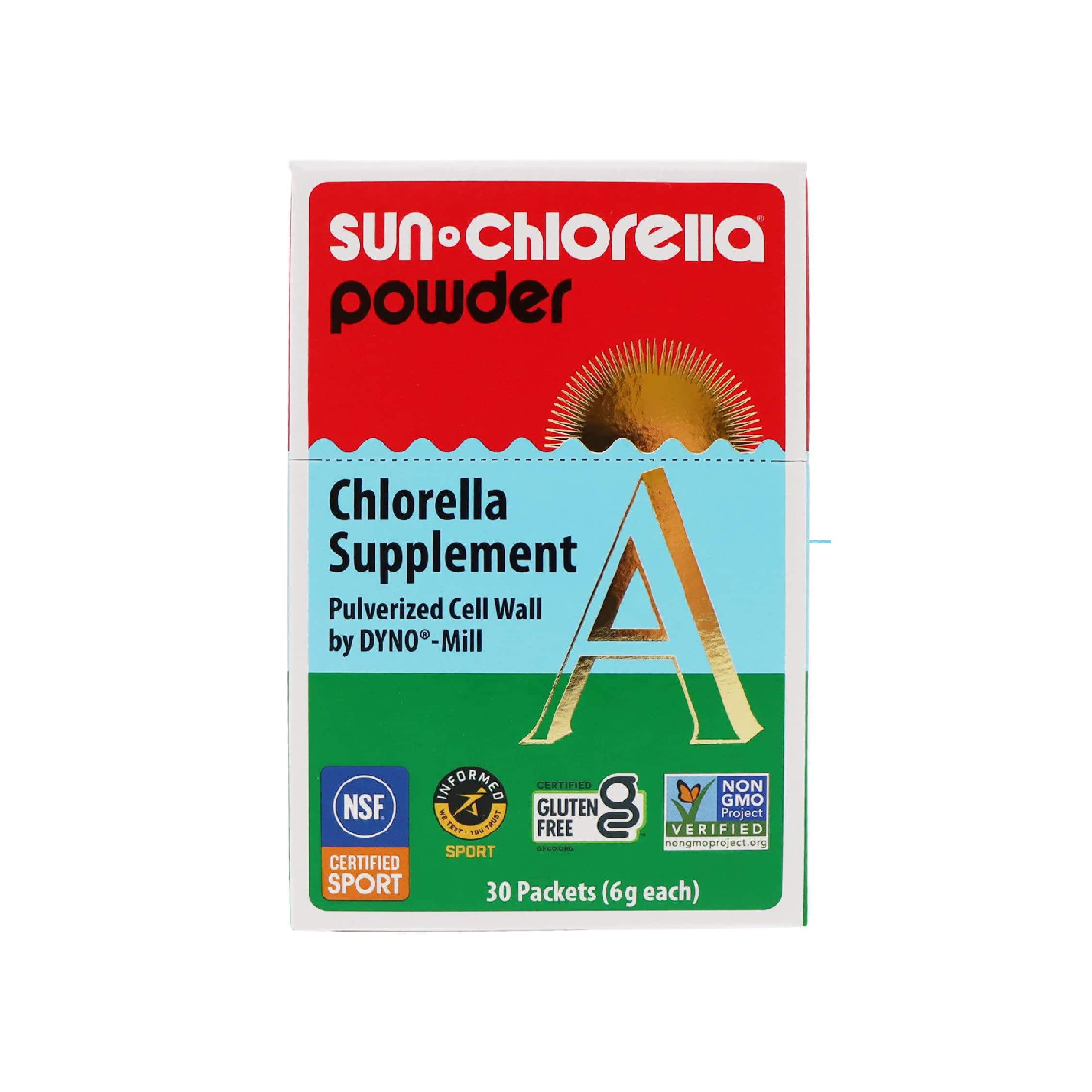 Sun Chlorella Sun Chlorella Powder Green Algae Superfood Supplement Supports Whole Body Wellness Immune Defense, Gut Health & Natural Energy Boost - Chlorophyll, B12, Protein, Non-GMO - 30 Packets