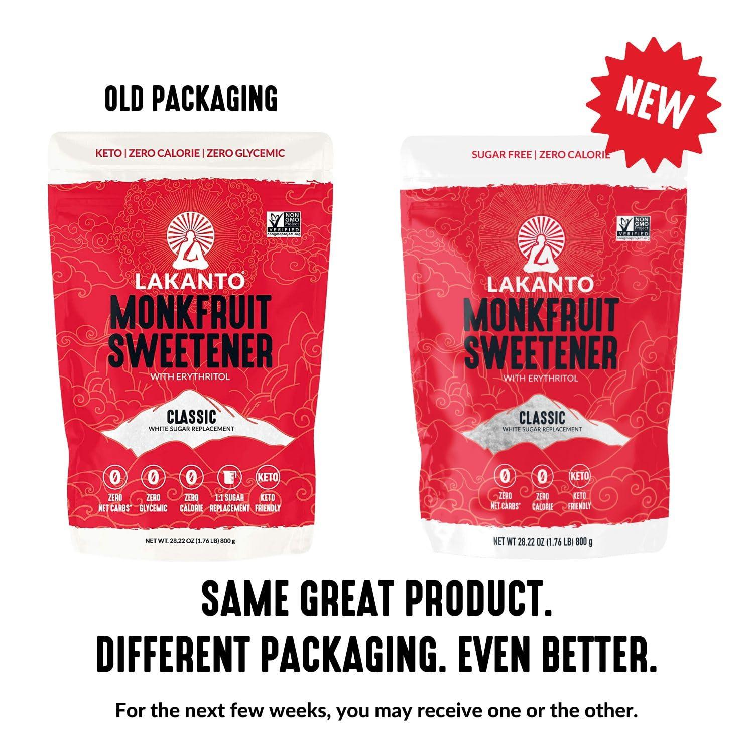 Lakanto Lakanto Classic Monk Fruit Sweetener with Erythritol - White Sugar Substitute, Zero Calorie, Keto Diet Friendly, Zero Net Carbs, Baking, Extract, Sugar Replacement (Classic White - 1.76 lb Pack of 3)
