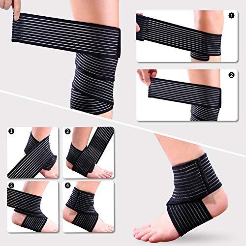 RiToEasysports RiToEasysports Black Elastic Calf Compression Bandage Sport Leg Compression Wraps Adjustable Sleeve Support Knee Brace Bands for Women Men Ankle Elbow